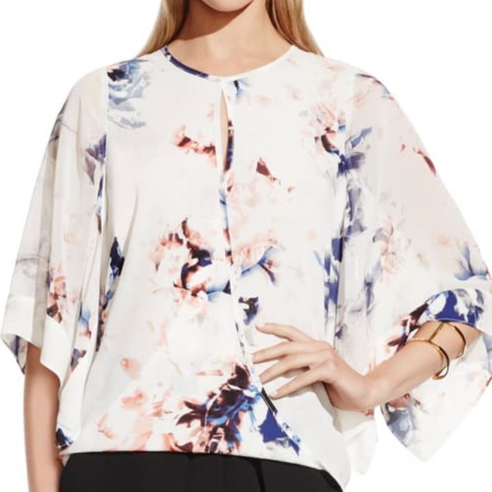 Vince Camuto Faux wrap Print Blouse